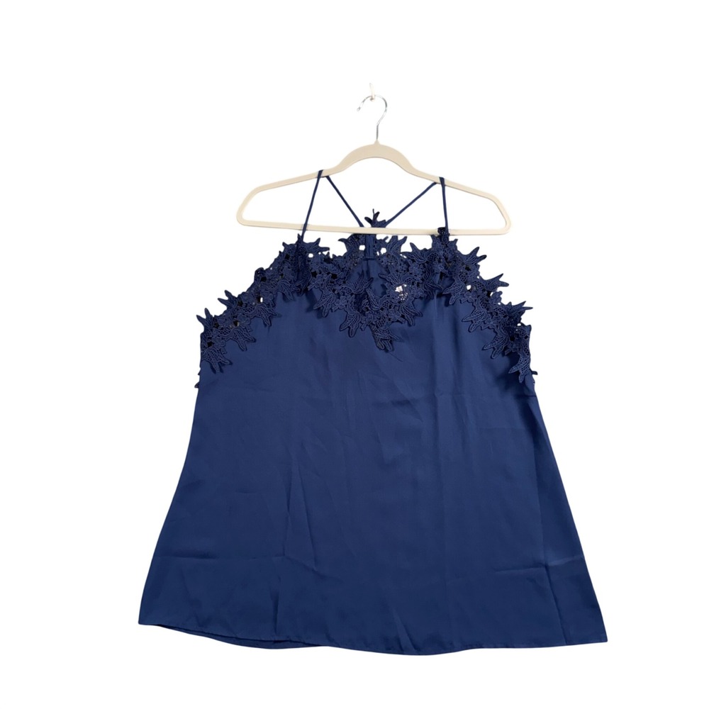 Ethereal Crochet Lace Tank Womens L Navy‎ Coquette Romantic Boho Top